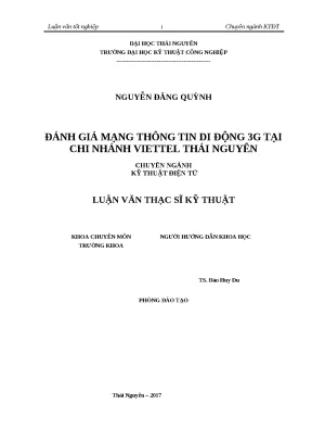 Luận văn thạc sĩ đánh giá mạng thông tin di động 3g tại chi nhánh viettel thái nguyên
