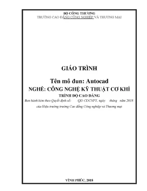 Giáo trình autocad nghề công nghệ kỹ thuật cơ khí cđ công nghiệp và thương mại