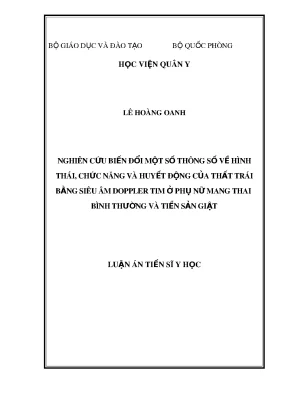 Luận án tiến sĩ y học nghiên cứu biến đổi một số thông số về hình thái chức năng và huyết động của thất trái bằng siêu âm doppler tim ở phụ nữ mang thai bình thường và tiền sản