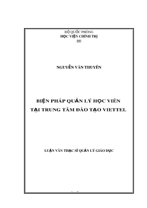 Biện pháp quản lý học viên tại Trung tâm Đào tạo Viettel