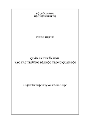 Luận văn thạc sĩ quản lý giáo dục quản lí tuyển sinh vào các trường đại học trong quân đội