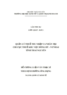 Luận văn thạc sĩ quản lý kinh tế quản lý thuế thu nhập cá nhân tại chi cục thuế khu vực đồng hỷ võ nhai tỉnh thái nguyên