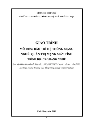 Giáo trình bảo trì hệ thống mạng nghề quản trị mạng máy tính cđ công nghiệp và thương mại