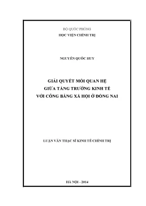 Luận văn thạc sĩ kinh tế chính trị giải quyết mối quan hệ giữa tăng trưởng kinh tế với công bằng xã hội ở đồng na
