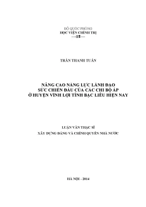 Nâng cao năng lực lãnh đạo sức chiến đấu chi bộ ấp huyện Vĩnh Lợi