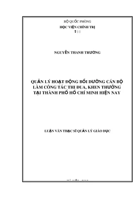 Luận văn thạc sĩ quản lý giáo dục quản lý hoạt động bồi dưỡng cán bộ làm công tác thi đua khen thưởng thành phố hồ chí minh