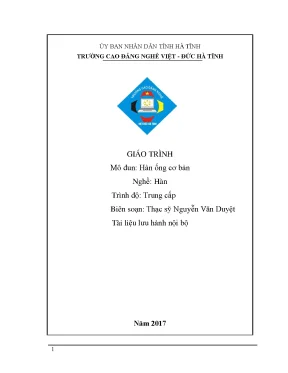 Giáo trình hàn ống cơ bản nghề hàn cđ nghề việt đức hà tĩnh
