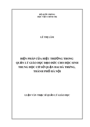 Biện pháp quản lý giáo dục đạo đức học sinh THCS quận Hai Bà Trưng