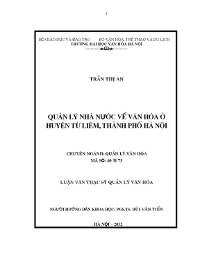 Quản lý nhà nước về văn hóa tại huyện Từ Liêm, Hà Nội