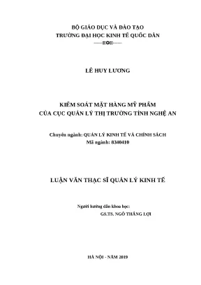 Luận văn thạc sỹ kiểm soát mặt hàng mỹ phẩm của cục quản lý thị trường tỉnh nghệ an