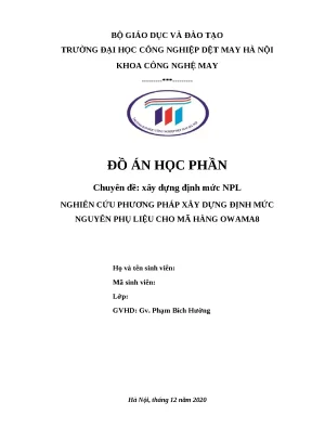 Đồ án hp nghiên cứu phương pháp xây dựng định mức npl