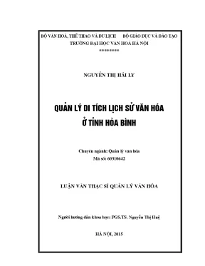Luận văn thạc sĩ quản lý văn hóa quản lý di tích lịch sử văn hóa ở tỉnh hòa bình