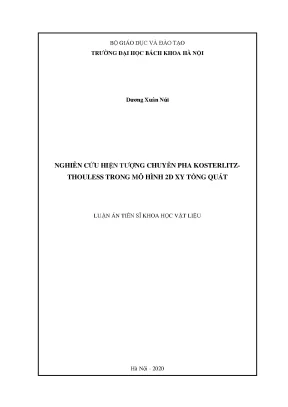 Luận án tiến sĩ nghiên cứu hiện tượng chuyển pha kosterlitz thouless trong mô hình 2d xy tổng quát