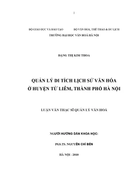 Luận văn thạc sĩ quản lý văn hóa quản lý di tích lịch sử văn hóa ở huyện từ liêm thành phố hà nội