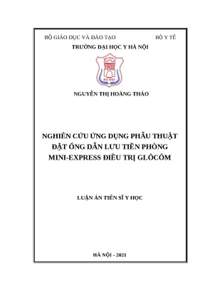 Luận án tiến sĩ nghiên cứu ứng dụng phẫu thuật đặt ống dẫn lưu tiền phòng điều trị glôcôm