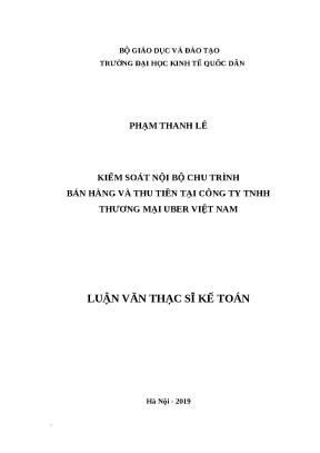 Luận văn thạc sỹ kiểm soát nội bộ chu trình bán hàng và thu tiền tại công ty tnhh thương mại uber việt nam
