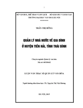 Quản lý nhà nước về gia đình tại Tiền Hải, Thái Bình