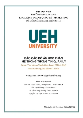 Tìm hiểu mô hình kinh doanh b2b và b2c của sàn thương mại điện tử lazada báo cáo đồ án học phần hệ thống thông tin quản lý