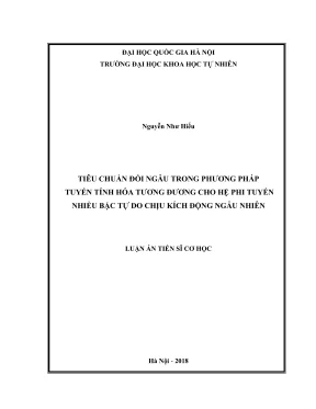 Luận án tiến sĩ tiêu chuẩn đối ngẫu trong phương pháp tuyến tính hóa tương đương cho hệ phi tuyến nhiều bậc tự do