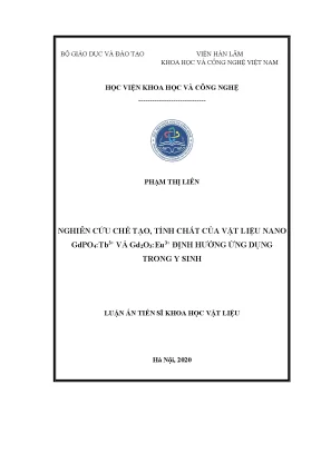 Luận án tiến sĩ nghiên cứu chế tạo tính chất của vật liệu nano gdpo4 tb3 và gd2o3 eu3 định hướng ứng dụng