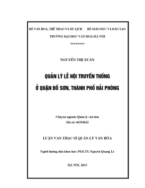 Luận văn thạc sĩ quản lý văn hóa quản lý lễ hội truyền thống ở quận đồ sơn thành phố hải phòng
