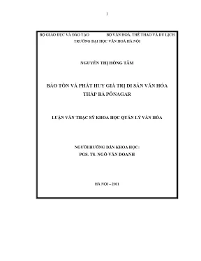 Luận văn thạc sĩ quản lý văn hóa bảo tồn và phát huy giá trị di sản văn hóa tháp bà pônagar