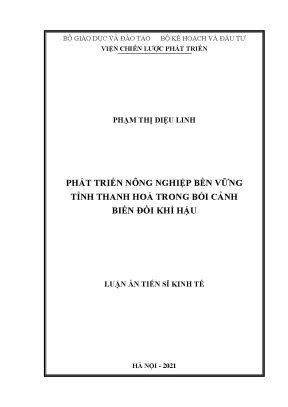 Luận văn tiến sĩ kinh tế phát triển nông nghiệp bền vững tỉnh thanh hóa trong bối cảnh biến đổi khí hậu