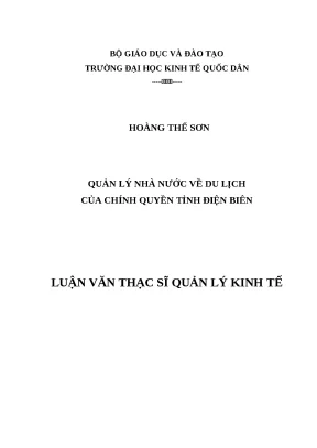 Luận văn thạc sỹ quản lý nhà nước về du lịch của chính quyền tỉnh điện biên