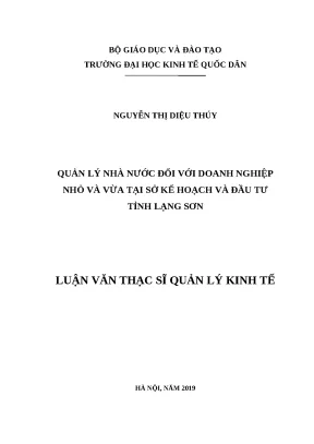 Luận văn thạc sỹ quản lý nhà nước đối với doanh nghiệp nhỏ và vừa tại sở kế hoạch và đầu tư tỉnh lạng sơn