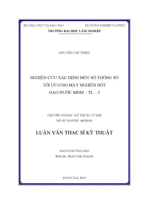 Xác định thông số tối ưu máy nghiền bột gạo nước MNM-TL-3