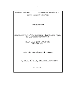 Luận văn thạc sĩ quản lý văn hóa hoạt động quản lý của trung tâm văn hóa thể thao du lịch đường sắt việt nam