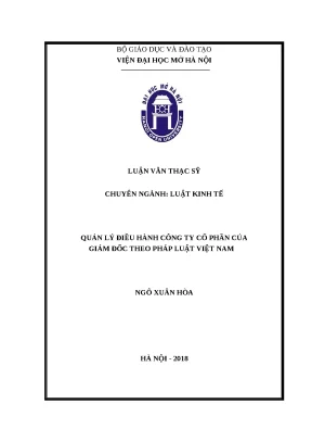 Luận văn thạc sỹ quản lý điều hành công ty cổ phần của giám đốc theo quy định việt nam