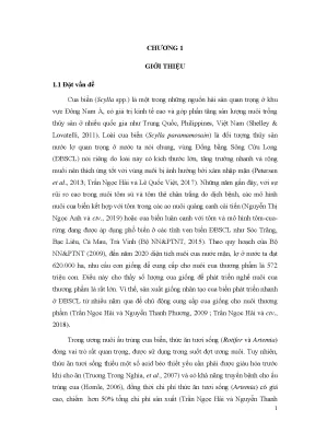 Luận án ảnh hưởng của lipid trong thức ăn chế biến lên sinh trưởng và tỉ lệ sống của ấu trùng cua biển scylla paramamosain estampador 1949