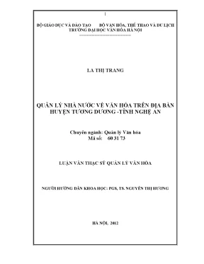 Quản lý nhà nước về văn hóa tại Tương Dương Nghệ An