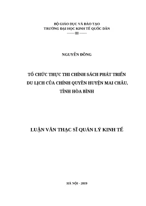 Luận văn thạc sỹ tổ chức thực thi chính sách phát triển du lịch của chính quyền huyện mai châu tỉnh hòa bình