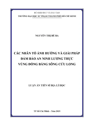 Luận án tiến sĩ các nhân tố ảnh hưởng và giải pháp đảm bảo an ninh lương thực vùng đồng bằng sông cửu long