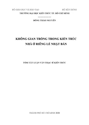 Tóm tắt luận văn thạc sĩ kiến trúc không gian trống trong kiến trúc nhà ở riêng lẻ nhật bản