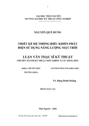 Luận văn thiết kế hệ thống điều khiển phát điện sử dụng năng lượng