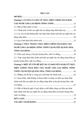 Thực hiện chính sách đào tạo nghề cho lao động nông thôn tại huyện quảng hòa tỉnh cao bằng luận văn thạc sỹ