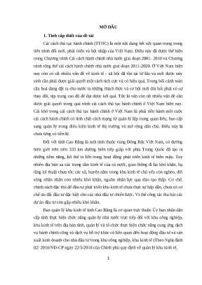Thực hiện chính sách cải cách thủ tục hành chính tại khu kinh tế tỉnh cao bằng luận văn thạc sỹ