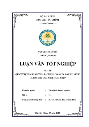 Quản trị vốn bằng tiền tại Tổng công ty Nước và Môi trường