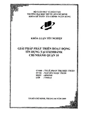 Giải pháp phát triển hoạt động tín dụng tại eximbank chi nhánh quận 10 khóa luận tốt nghiệp đại học