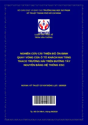 Luận văn thạc sĩ nghiên cứu cải thiện độ ổn định quay vòng của ô tô khách hai tầng thaco trường hải trên đường tây nguyên bằng hệ thống esc