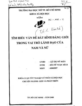 Tìm hiểu vấn đề bất bình đẳng giới trong vai trò lãnh đạo của nam và nữ khóa luận tốt nghiệp đại học