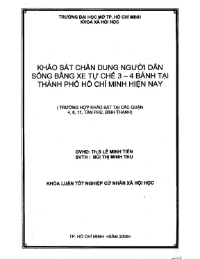 Khảo sát chân dung nguời dân sống bằng xe tự chế 3 4 bánh tại thành phố hồ chí minh hiện nay trường hợp khảo sát tại các quận 4 6 11 tân phú bình thạnh khóa luận tốt nghiệp đại học
