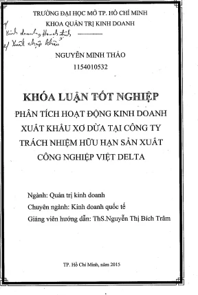 Phân tích xuất khẩu xơ dừa tại Công ty TNHH Việt Delta