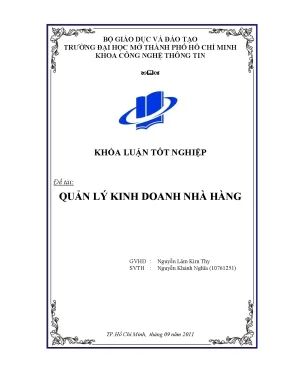 Quản lý kinh doanh nhà hàng khóa luận tốt nghiệp đại học