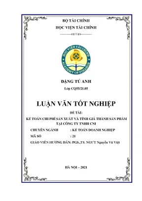 Kế toán chi phí sản xuất và tính giá thành sản phẩm tại công ty TNHH CNI