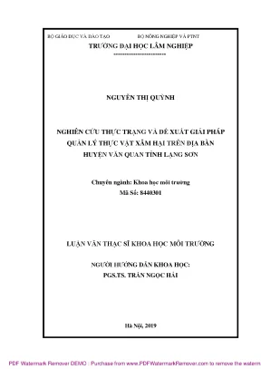Luận văn thạc sĩ nghiên cứu thực trạng và đề xuất giải pháp quản lý thực vật xâm hại trên địa bàn huyện văn quan tỉnh lạng sơn