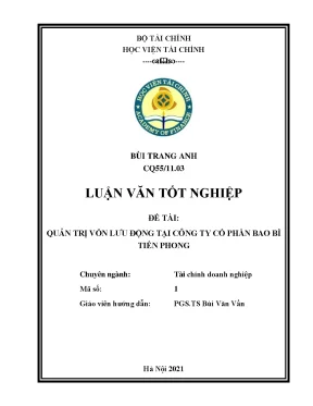 Quản trị vốn lưu động tại Công ty Cổ phần Bao bì Tiền Phong
